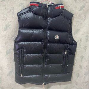 Womens Tricolor Hood Moncler Black Puffer Vest